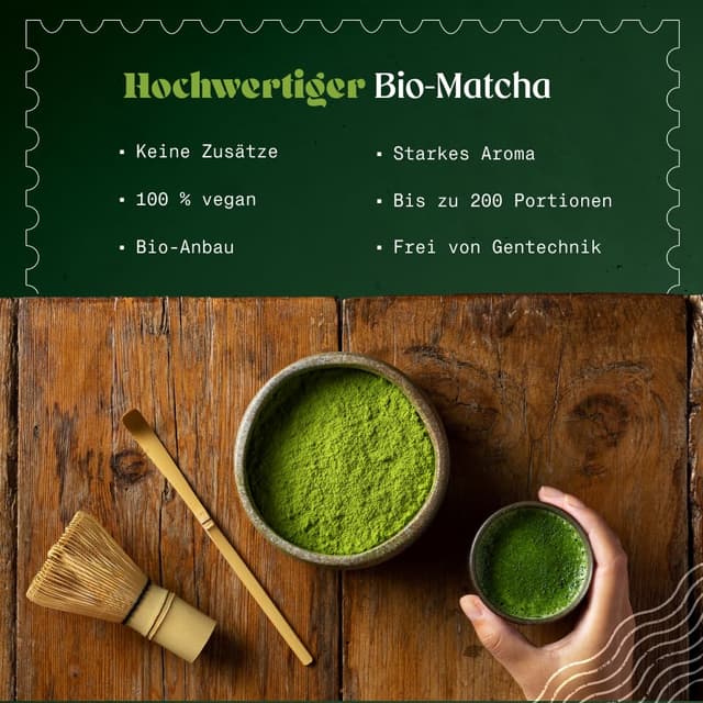Detalle 2 de NaturaleBio Matcha Tee Pulver Bio aus Japan (Uji, Kyoto) – 200 g für Latte, Smoothies & Matcha-Getränke