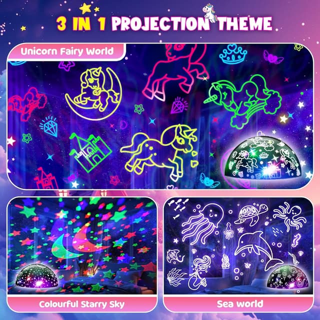 Thumbnail 5 de Hapikids Unicorn Night Light Projector 360°