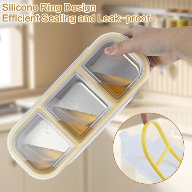 Detalle 2 de lompyeu Snackbox mit Fächern (2er-Set) – Edelstahl-Brotdose für Kinder mit 3 Fächern