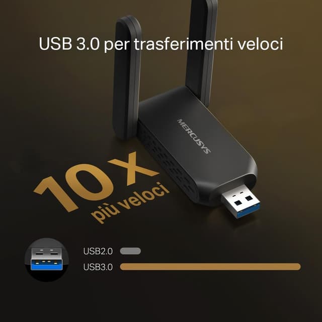 Thumbnail 6 de MERCUSYS MA72XH WiFi USB AX1800 2 antenne per PC