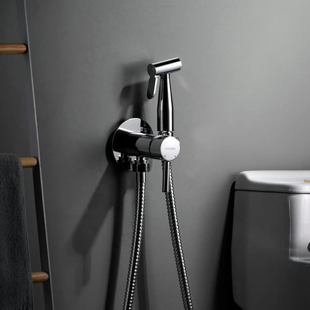 Detalle de Grifema doccia per bidet portatile con supporto G154-1, miscelatore per acqua calda e fredda cromato/argento