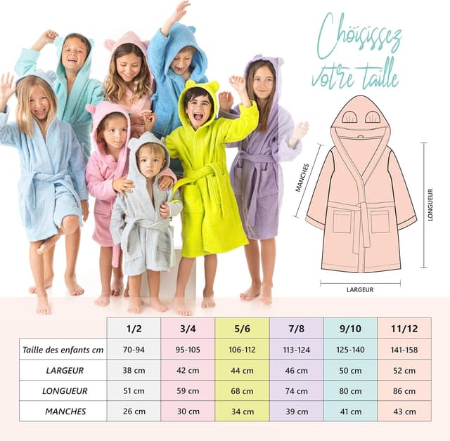 Thumbnail 2 de LEBENGOOD Peignoir enfant 100% coton OEKO-TEX