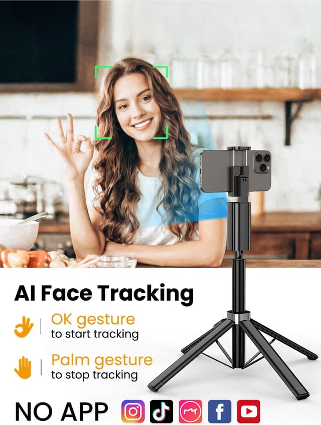 Detalle de AOCHUAN Smart M3 3-in-1 Face Tracking tripod for iPhone (57" expandable selfie stick with remote)