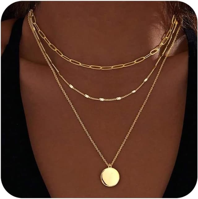 Thumbnail 6 de FENNELISA 3er Set Damen-Halsketten mit Layering-Look, Silber 925 vergoldet, verstellbar