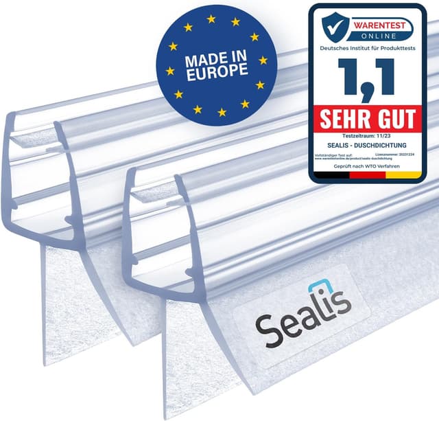 Detalle de Sealis Duschdichtung 2x70 cm – Ersatz-Dichtlippe für Duschtüren aus Glas (5–8 mm)