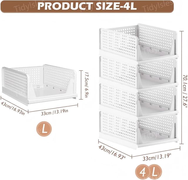 Detalle de TidyIsles Wardrobe Storage Organiser 4 Pack — box pieghevoli e impilabili per armadi e cassetti