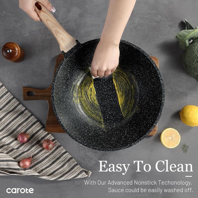 Thumbnail 5 de CAROTE Non Stick Wok with Lid 12''/5.3QT Woks & Stir-Fry Pan