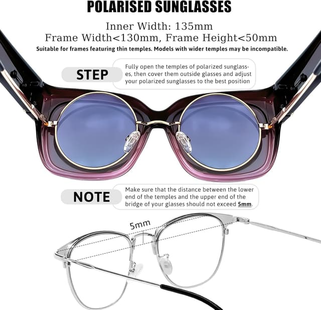 Detalle de KANASTAL Übergröße Fit-Over Sonnenbrille mit UV400 und polarisierten TAC-Gläsern für Brillenträger