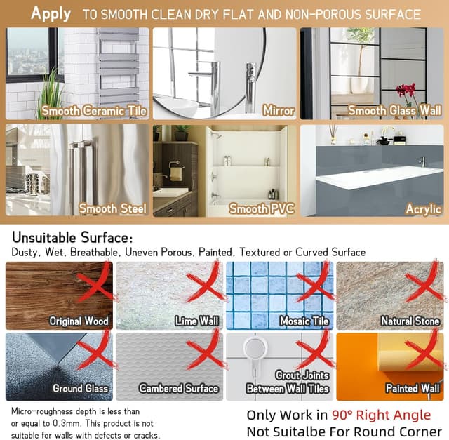 Detalle de LEVERLOC Corner Shower Caddy Suction Cup 2 Pack (Triangle Shelf, No Drilling) – White