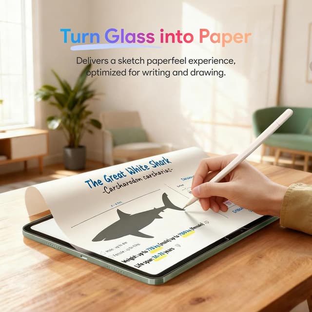 Detalle 2 de KCT 2-Pack Paperfeel Tempered Glass Screen Protector for iPad Air 11-inch (M4/M3/M2) with Bubble-Free Tray