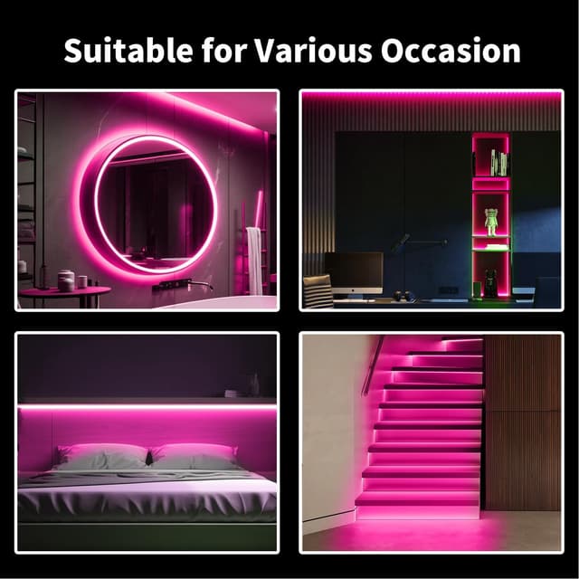 Thumbnail 4 de ShineBurky Tira LED Neón Rosa 5m 12V IP65 Regulable