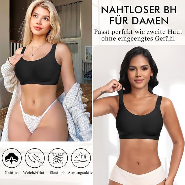 Detalle 1 de Nahtloser BH Damen ohne Bügel, Soft Komfort