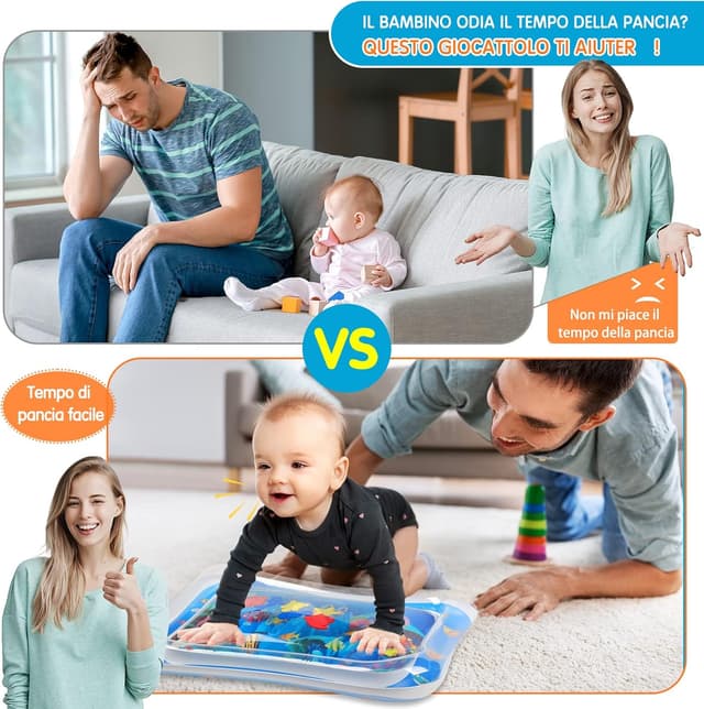 Detalle de Infinno tappetino gonfiabile per pancia con animali marini luminosi (3–24 mesi), portatile