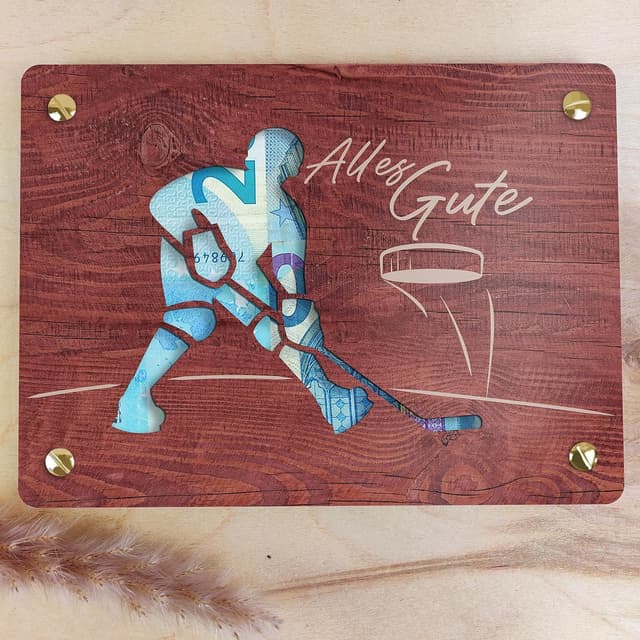 Thumbnail 4 de Eishockey XL Geldgeschenk aus Holz inkl Ständer