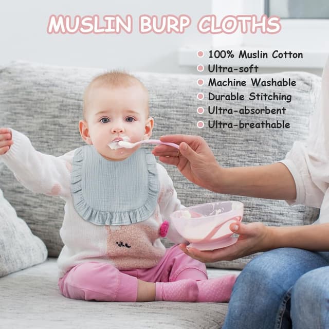 Detalle de Vicloon Baby Lätzchen (3er-Set) – weiche Musselin-Halstücher mit Druckknopf für 0–36 Monate