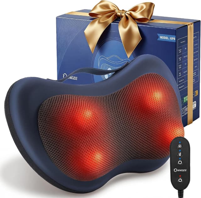 Detalle de KNQZE Massagegerät für Nacken mit Wärme, Shiatsu-Kissen und 3D rotierenden Massageköpfen