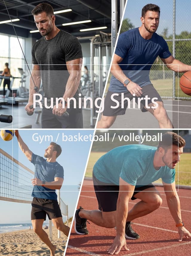 Detalle 2 de MAGCOMSEN Men’s Quick-Dry Running T-Shirts (Heather Grey) — short-sleeve gym & workout tops