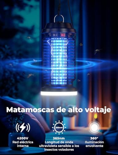 Detalle de YISSVIC Lámpara antimosquitos eléctrica 4200V + 15W UV 365 nm IPX4 (interior y exterior)