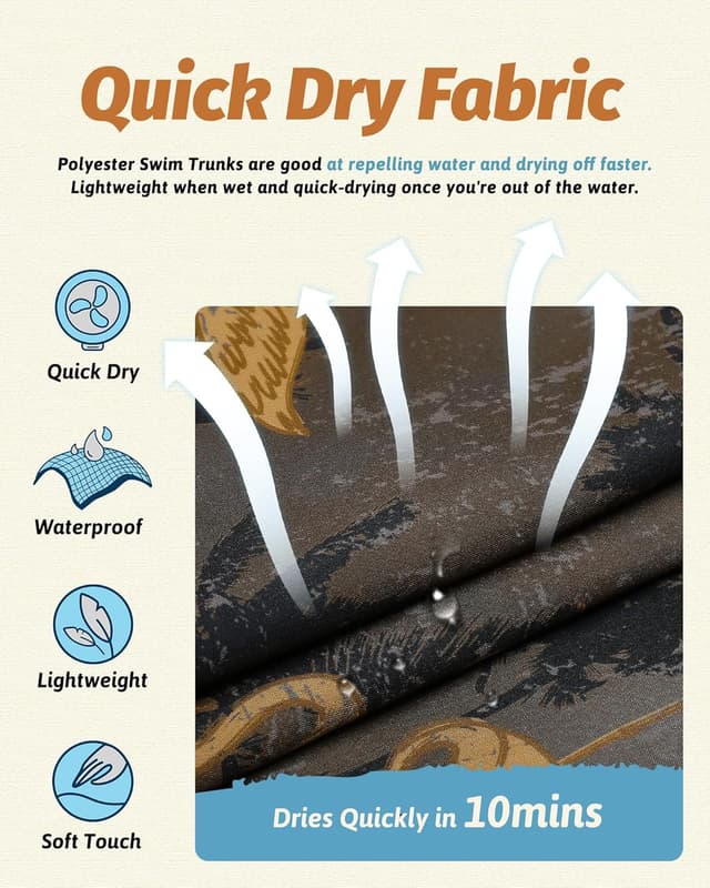 Detalle de MaaMgic Herren-Badehose mit Kompressions-Badefutter (2-in-1) im Vintage-Classic Look