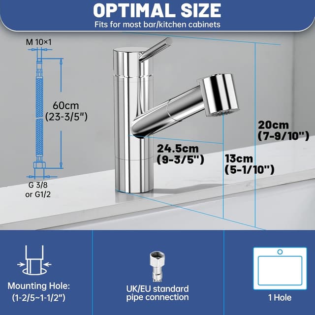 Thumbnail 6 de DAYONE Küchenarmatur mit ausziehbarer Brause – Hochdruck-Spültischarmatur mit 2 Modi