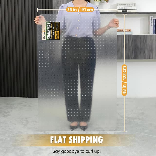 Detalle de BesWin Office Chair Mat for Carpet (91 x 122 cm) – Transparent heavy-duty non-slip protector