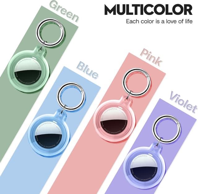 Detalle 2 de Pautas 4-Pack Case for Apple AirTag Holder with Keychain (TPU Waterproof & Anti-Scratch Cover) for AirTag 1st/2nd Gen