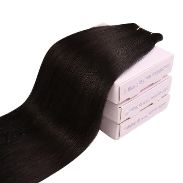 Detalle de Fshine Echthaar Tressen Extensions Dunkelbraun (Butterfly Weft) – 40 cm, 80 g