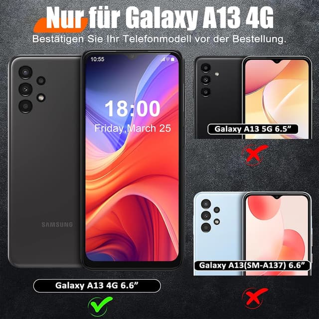 Thumbnail 6 de Giyer Handyhülle für Samsung Galaxy A13 4G (mit Schutzfolie) – 360° drehbarer Metallring, Kameraschutz & stoßfestes Case Cover