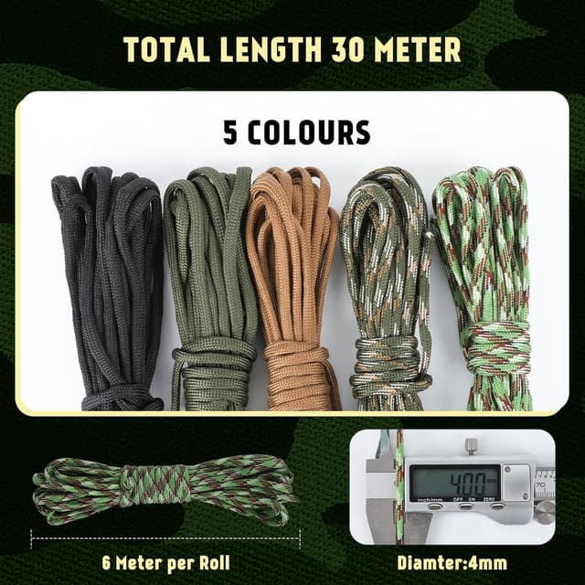 Thumbnail 1 de Cozary Paracord 4 mm 30 m resistente 250 kg
