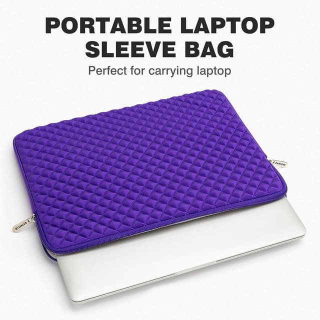 Detalle 2 de RAINYEAR 15.6-inch laptop sleeve with diamond foam padding and fluffy lining (Purple)