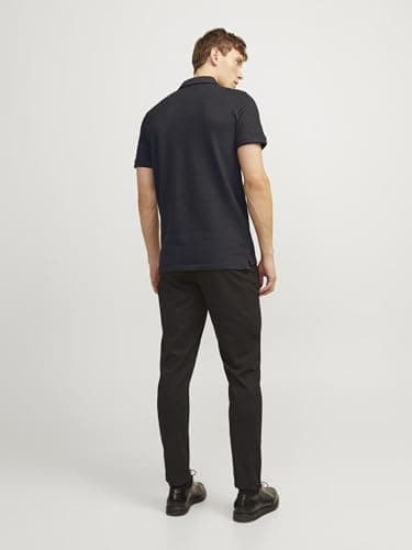 Detalle 2 de JACK & JONES Jjepaulos polo de hombre en algodón 100% (dark grey melange, entallado) – talla XL
