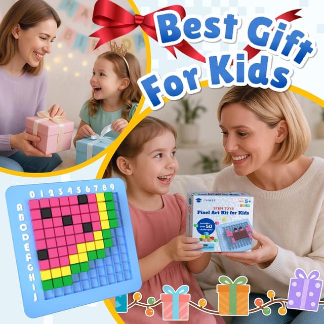 Thumbnail 6 de STEM Toys Pixel Art Kit for Kids (Ages 5–12) — Brain Teasers STEM Activities Medium