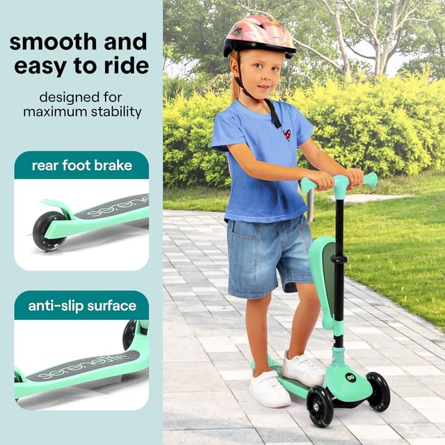 Detalle de SereneLife 3 Wheel Kids Scooter (LED wheels) with/without foldable seat