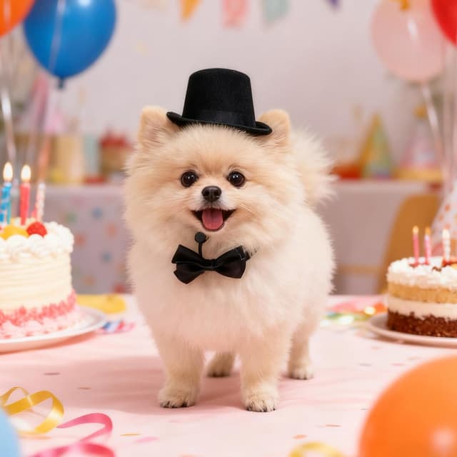 Detalle de Ling & Bai Pet Formal Costume Set (2 pcs) – Dog Top Hat with Necktie and Bowtie, Black