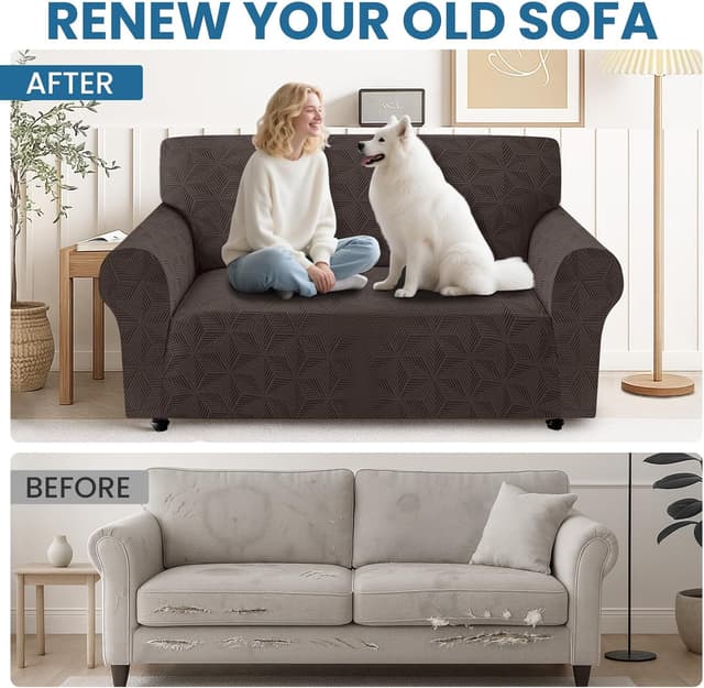 Thumbnail 6 de Ystyle Copridivano 4 posti con braccioli elasticizzato marrone, antiscivolo e anti-graffio