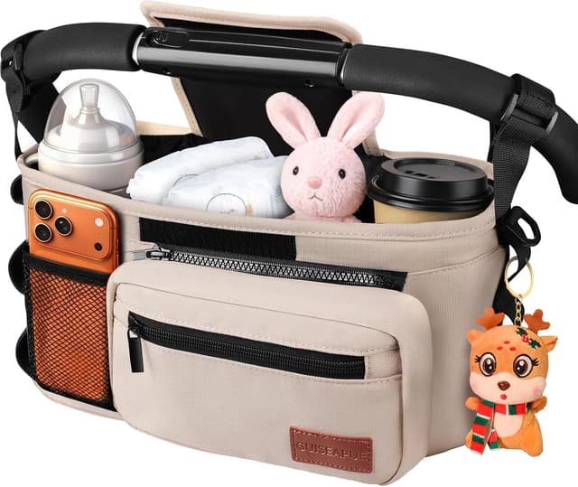 Detalle de Guiseapue Kinderwagen-Organizer mit 2 Getränkehaltern und Stauraum