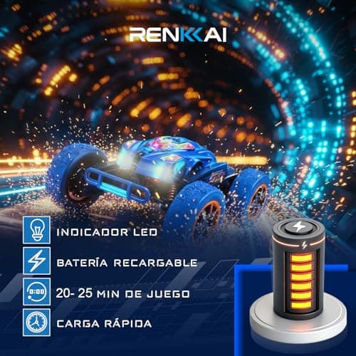 Detalle 2 de RENKKAI Coche Teledirigido para Niños con giros 360º y luces LED (2.4Ghz)