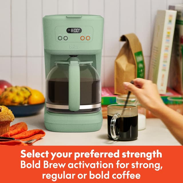 Detalle de bella 12 Cup Programmable Coffee Maker with LCD Display, Auto Shutoff, 900W (Seaglass)