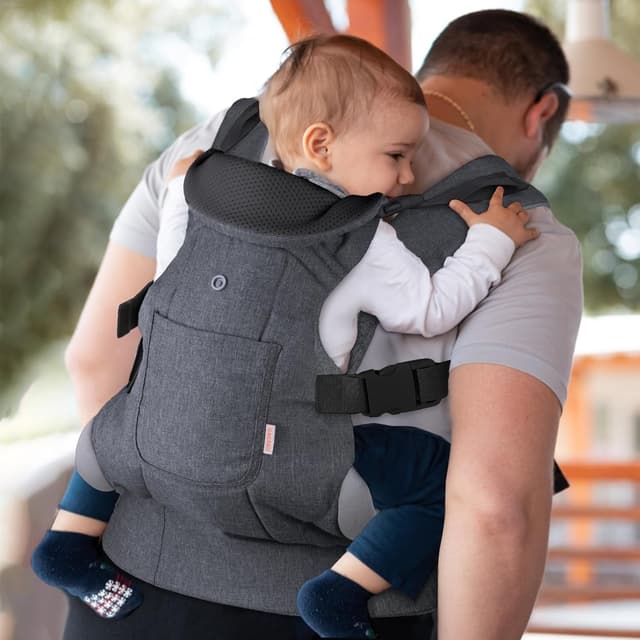 Detalle 2 de GAGAKU Babytrage für Babys & Kleinkinder (4–36 Monate) – Schwarz/Dunkelgrau mit 4 Tragepositionen