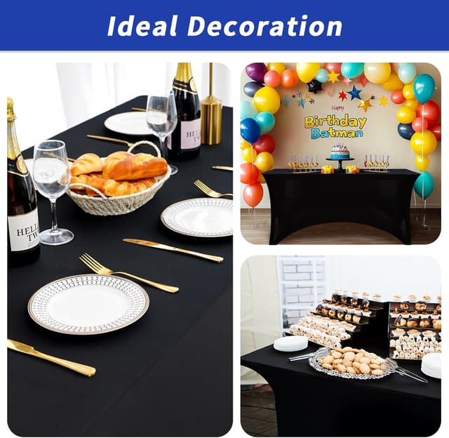 Thumbnail 6 de Fixwal 3 Pack black table cloth for 6FT