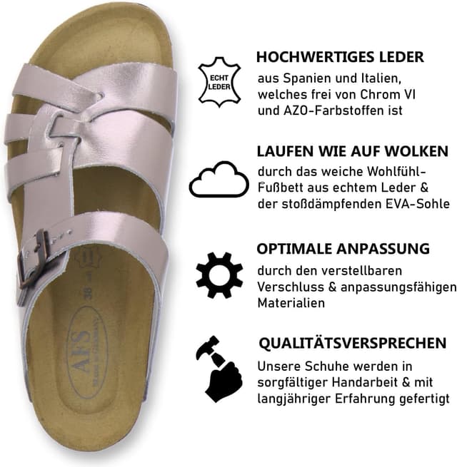Detalle de Sandales en cuir pour femme à boucle réglable (AFS-SchuheAFS-Schuhe) : confort et maintien au quotidien