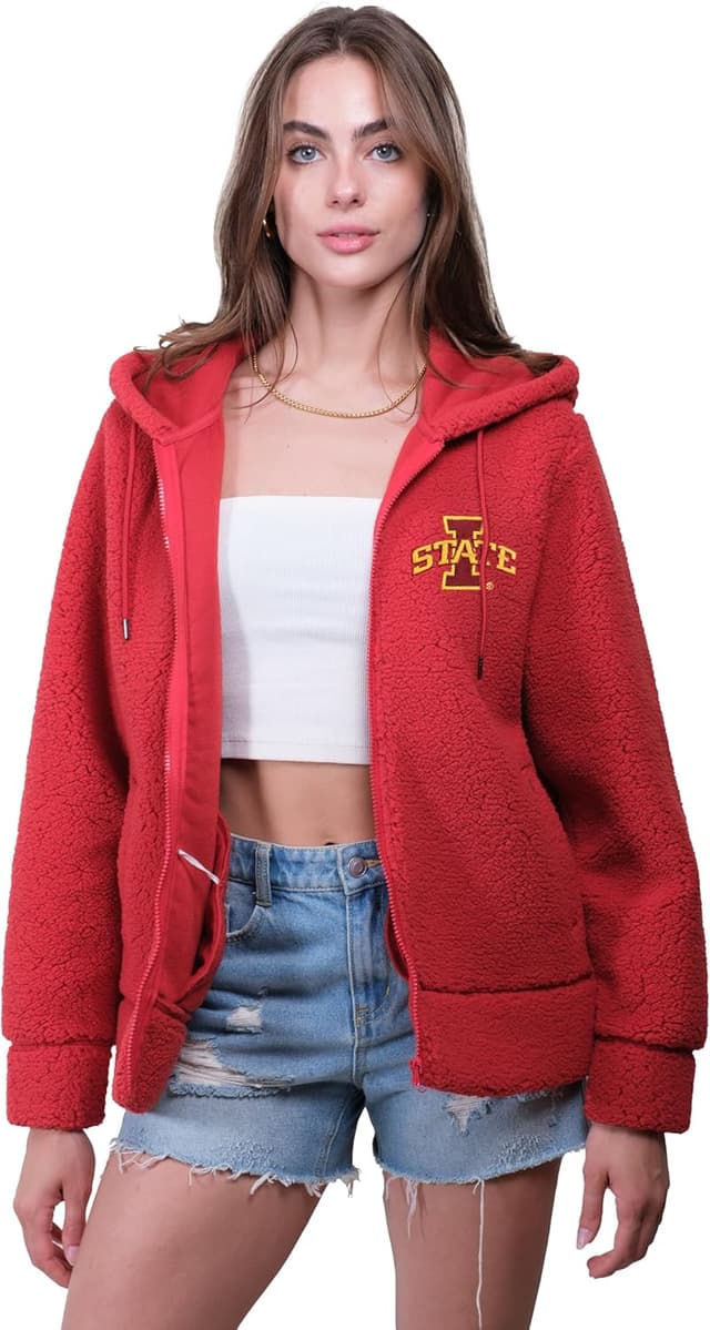 Detalle de Ultra Game Women’s NCAA Official Super Soft Sherpa Full Zip Hoodie Sweatshirt