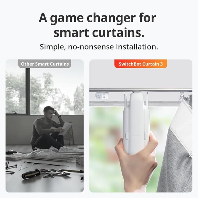 Detalle de SwitchBot Smart Automatischer Vorhangöffner Curtain 3 (U Rail) – Bluetooth-Fernbedienung mit App/Timer