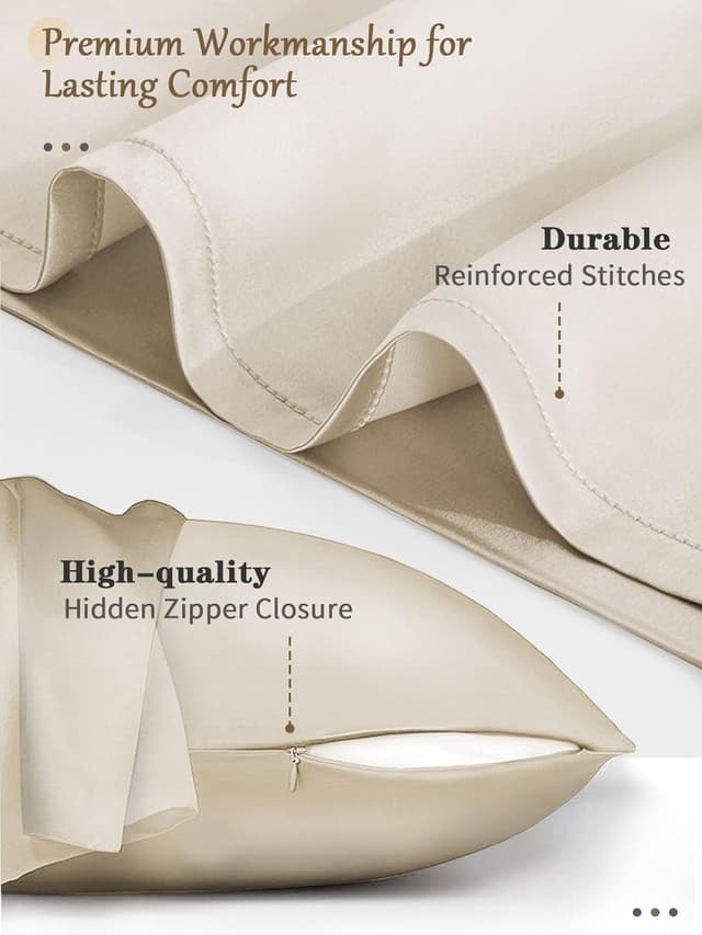 Detalle de Texbee Silk Pillowcase (22 Momme Mulberry Silk) – Cream 50x75 cm, gift box included