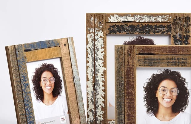 Detalle de Walther Design cadre photo crème/bleu Dupla Portrait YA520C – profil rustique 15 x 20 cm