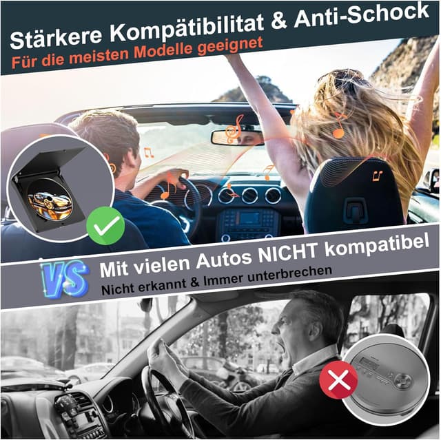 Detalle 2 de Homlab Externes CD-Laufwerk fürs Auto mit USB-Anschluss (inkl. 1 m USB-Verlängerungskabel) – für PKW/LKW