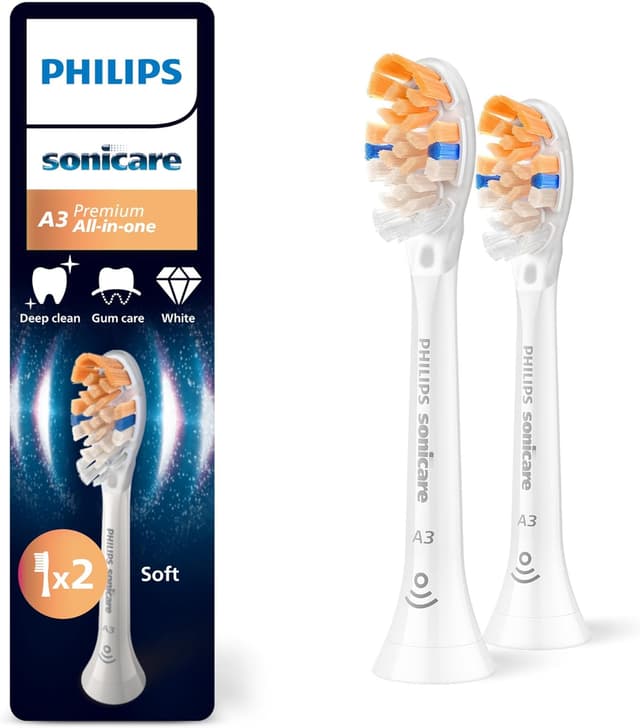 Detalle de Philips Sonicare A3 Premium All-in-One HX9092/87 genuine replacement brush heads (2 pack)