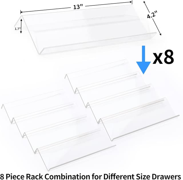 Detalle 2 de MIUKAA Clear Acrylic Spice Drawer Organizer 13–26"