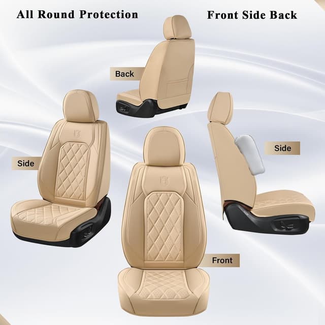 Thumbnail 6 de Coverado Front Seat Covers (Beige) — Luxury Faux Leather Waterproof Car Seat Protectors for Front Seats