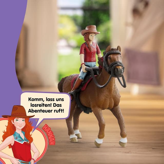Detalle de Schleich HORSE CLUB Hannah & Cayenne 42711 – 6-teiliges Spielset mit beweglicher Mädchenfigur und Pferde-Zubehör